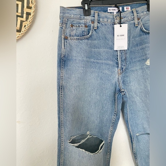 RE/DONE Distressed Low Slung Crop Rigid Jeans New Size 30 - Picture 10 of 10